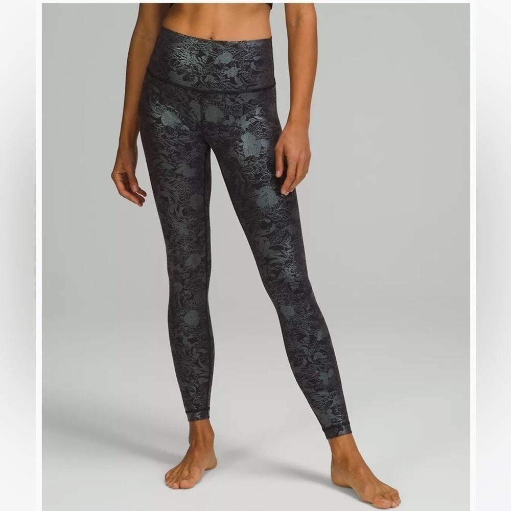New LULULEMON Wunder Under tights leggings High Rise Shine Iridescent Foil 8